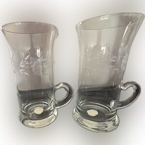 Princess House Clear Glass Mugs with Floral Etching